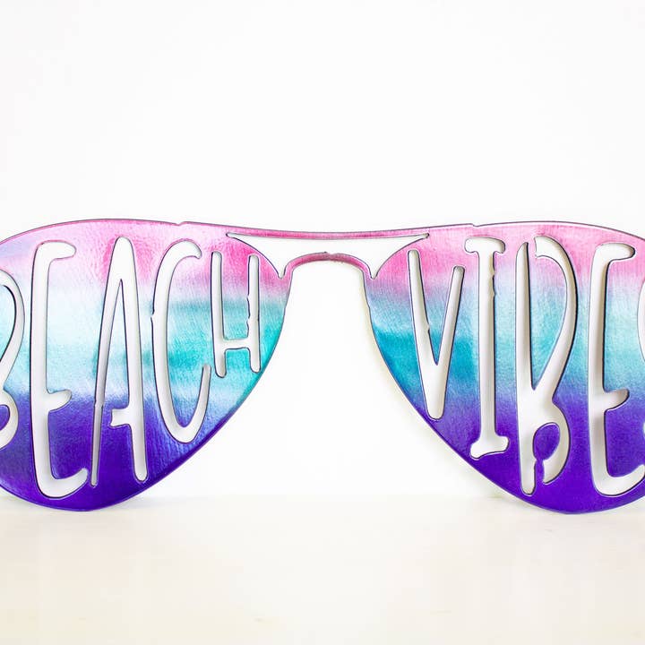 Beach Vibes Sunglasses Metal Wall Art Decor for wholesale by Good Vibes Metal