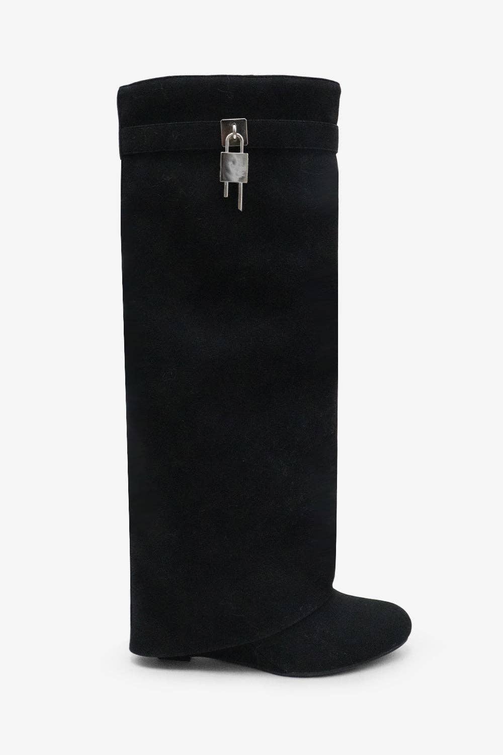 Lemonade Shoes - Wholesale Boots - Women's - I AM THE ONE - Chic Knee-High Suede Boot w/ Lock Detail0