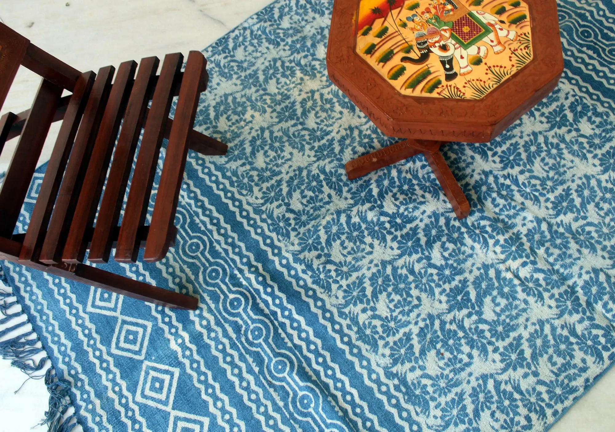 GYPSY STUDIO - Wholesale Vloerkleed - Indiase Dhurrie Hand Block Gedrukte Vloerkleed Handgemaakte Tapijten6