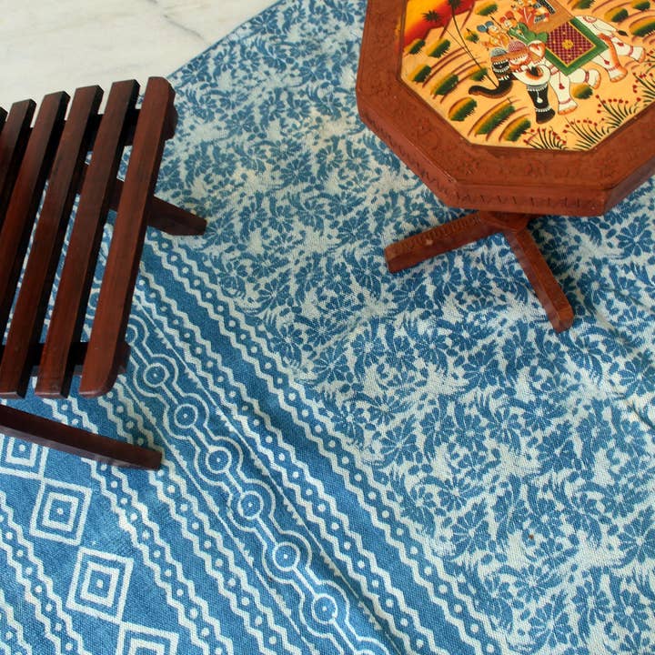 GYPSY STUDIO - Wholesale Vloerkleed - Indiase Dhurrie Hand Block Gedrukte Vloerkleed Handgemaakte Tapijten6