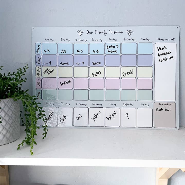 Weekly Family Planner with Meals Whiteboard for wholesale by Craftly Ltd