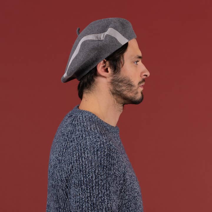 La Cerise sur le Chapeau - Wholesale Baret - Heren - Grafische baret in grijs melange1