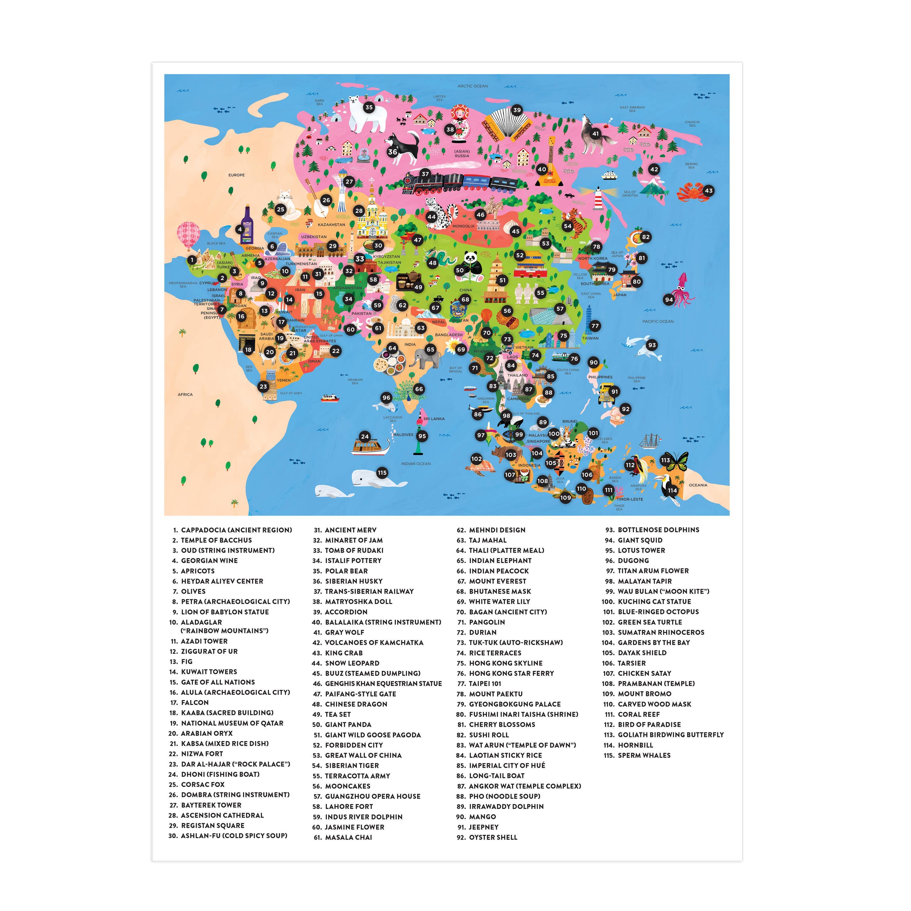 Chronicle Books - Wholesale Puzzle - Kids - Map of Asia 70 Piece Geography Puzzle1