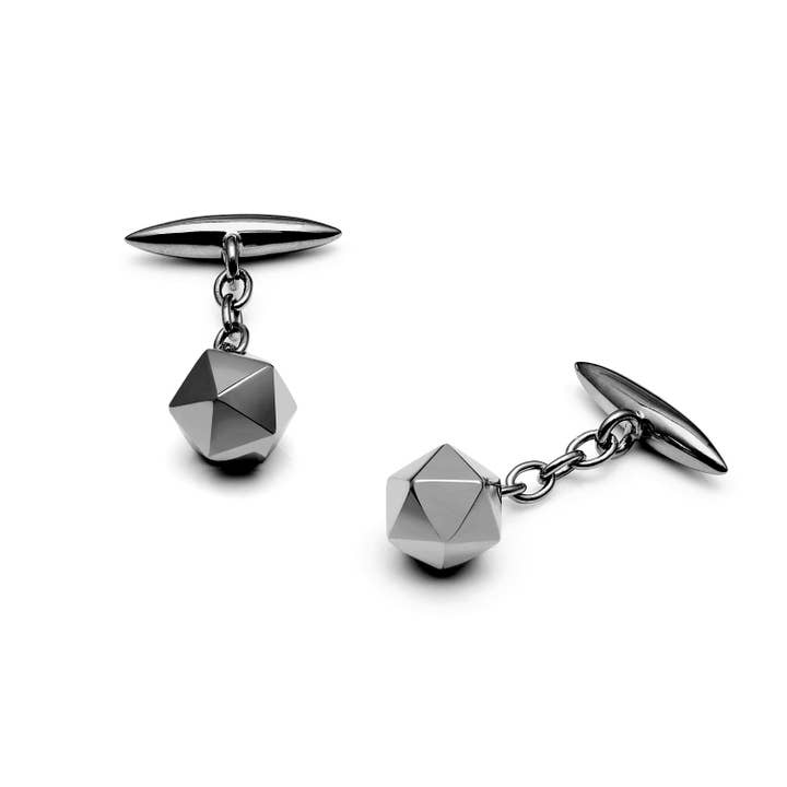 Ikosaeder-Manschettenknöpfe, Schwarz für den Großhandel von Myia Bonner