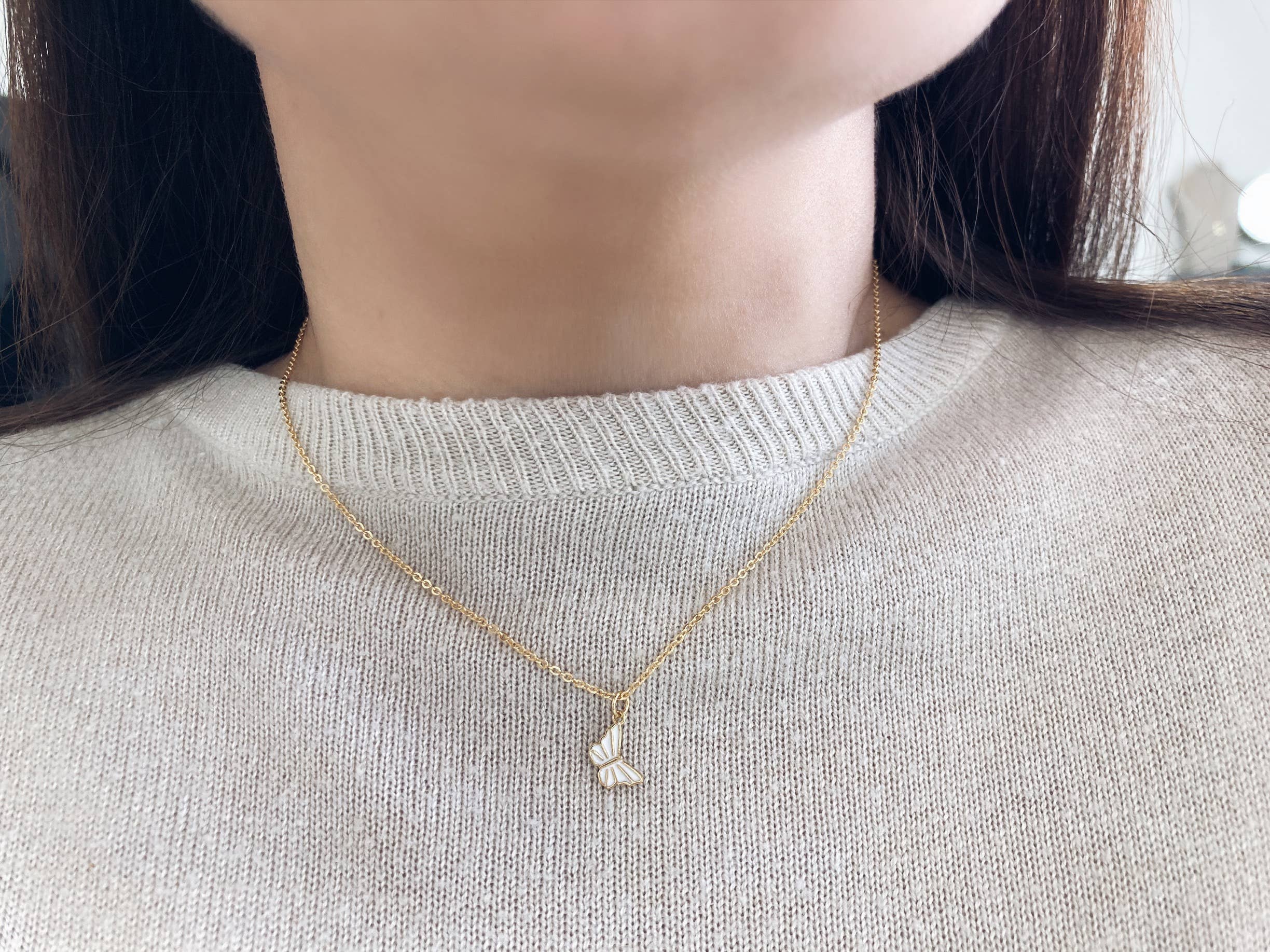 Amady Jewelry - Wholesale Pendant/Charm Necklace - Butterfly charm pendant dainty necklace 18K waterproof6