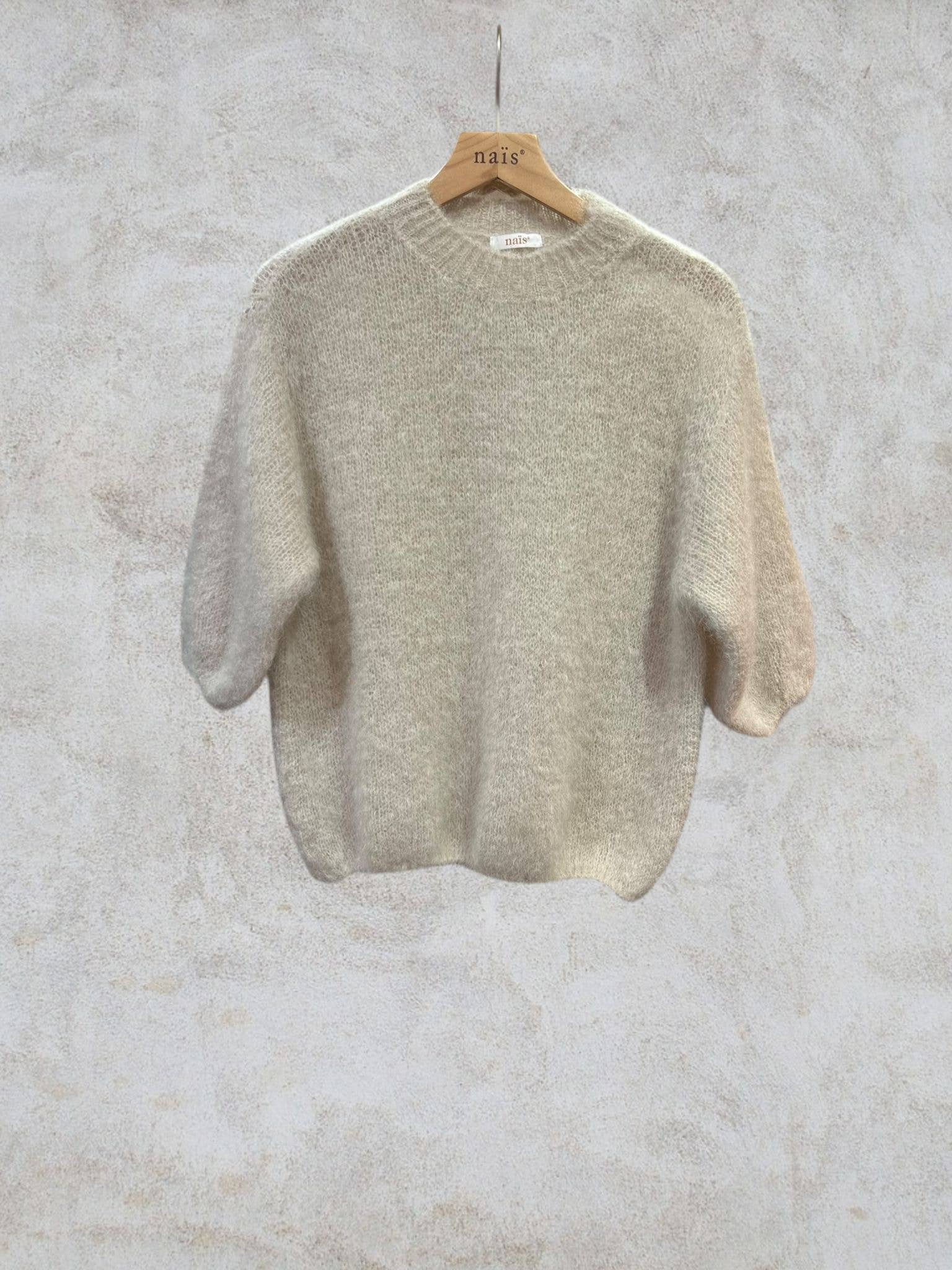 NAÏS PARIS - Wholesale Knit Sweater - Women's - Round neck short sleeve sweater in 80% kid mohair0