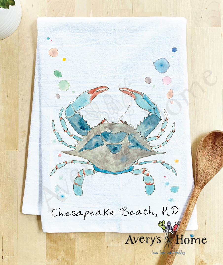 Avery's Home - Wholesale Tea Towel - Blue Crab Ocean Customizable Coastal Tea Towel78
