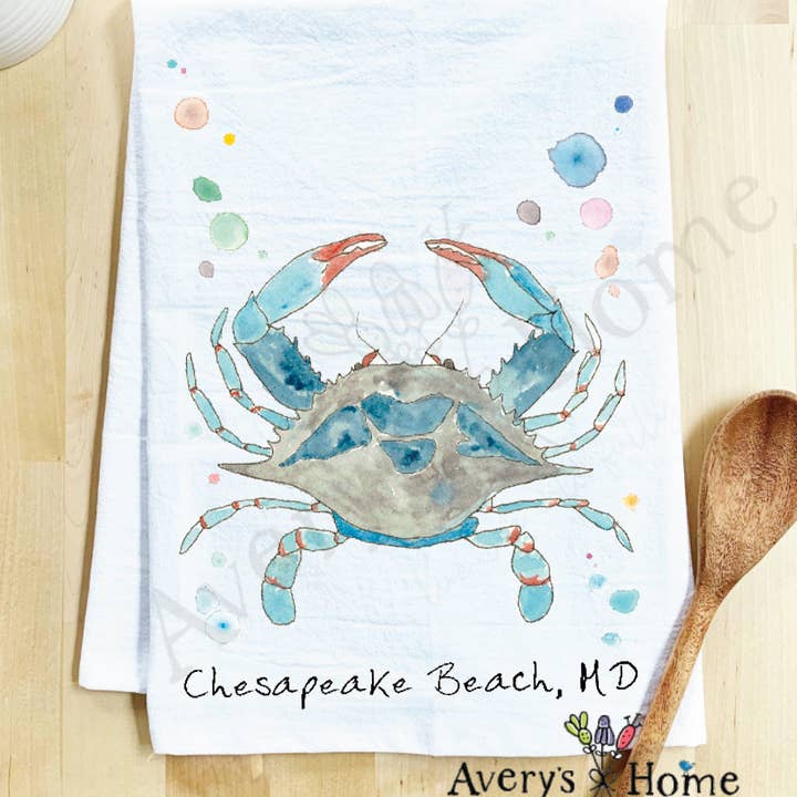 Avery's Home - Vente Torchons - Torchon côtier personnalisable "Blue Crab Ocean"78