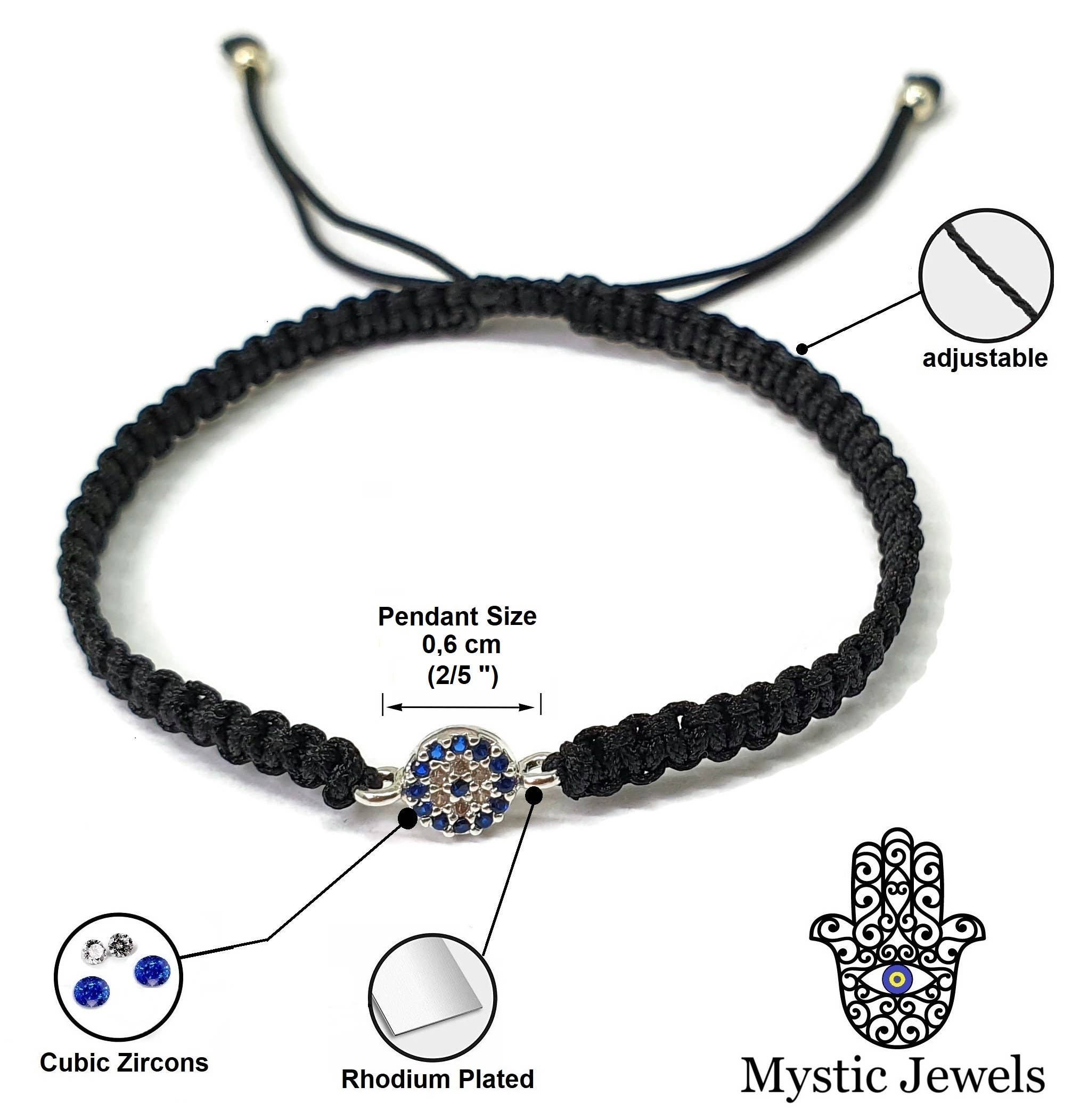 MYSTIC JEWELS - Wholesale Charm/Dangle Bracelet - Classic Macrame Evil Eye Bracelet in Blue and White Cubic3