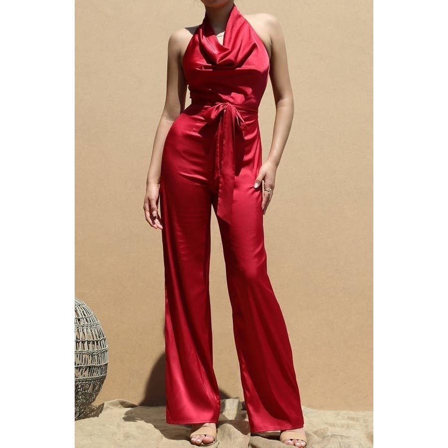 Esmeray Clothing - Vente Combinaison – femme - Combinaison élégante à col nu avec ceinture élégante2