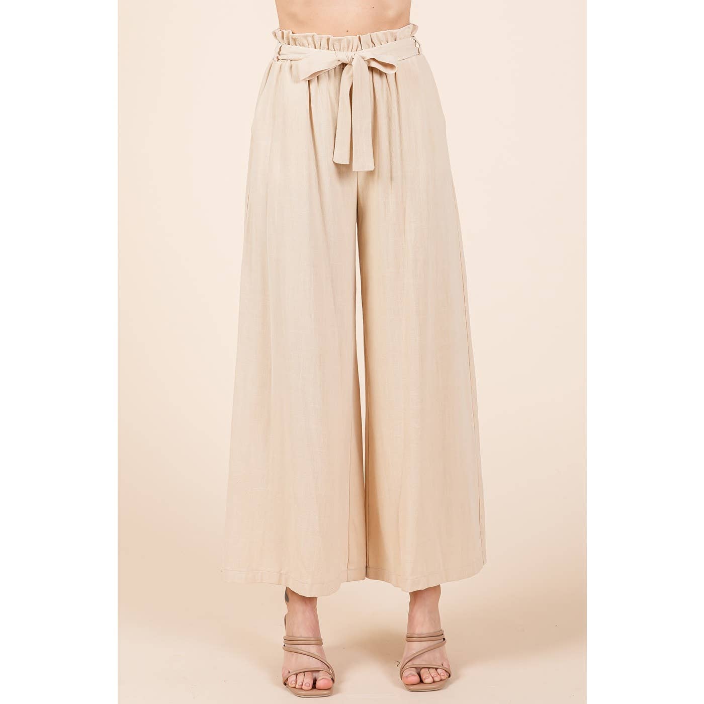 mittoshop - Wholesale Pants - Women's - PAPER BAG TIE DETAIL WIDE LEG PANTS4