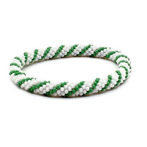 Liftedhope Bracelets - Wholesale Beaded Bracelet - Green And White Swirl Nepal Bracelet0