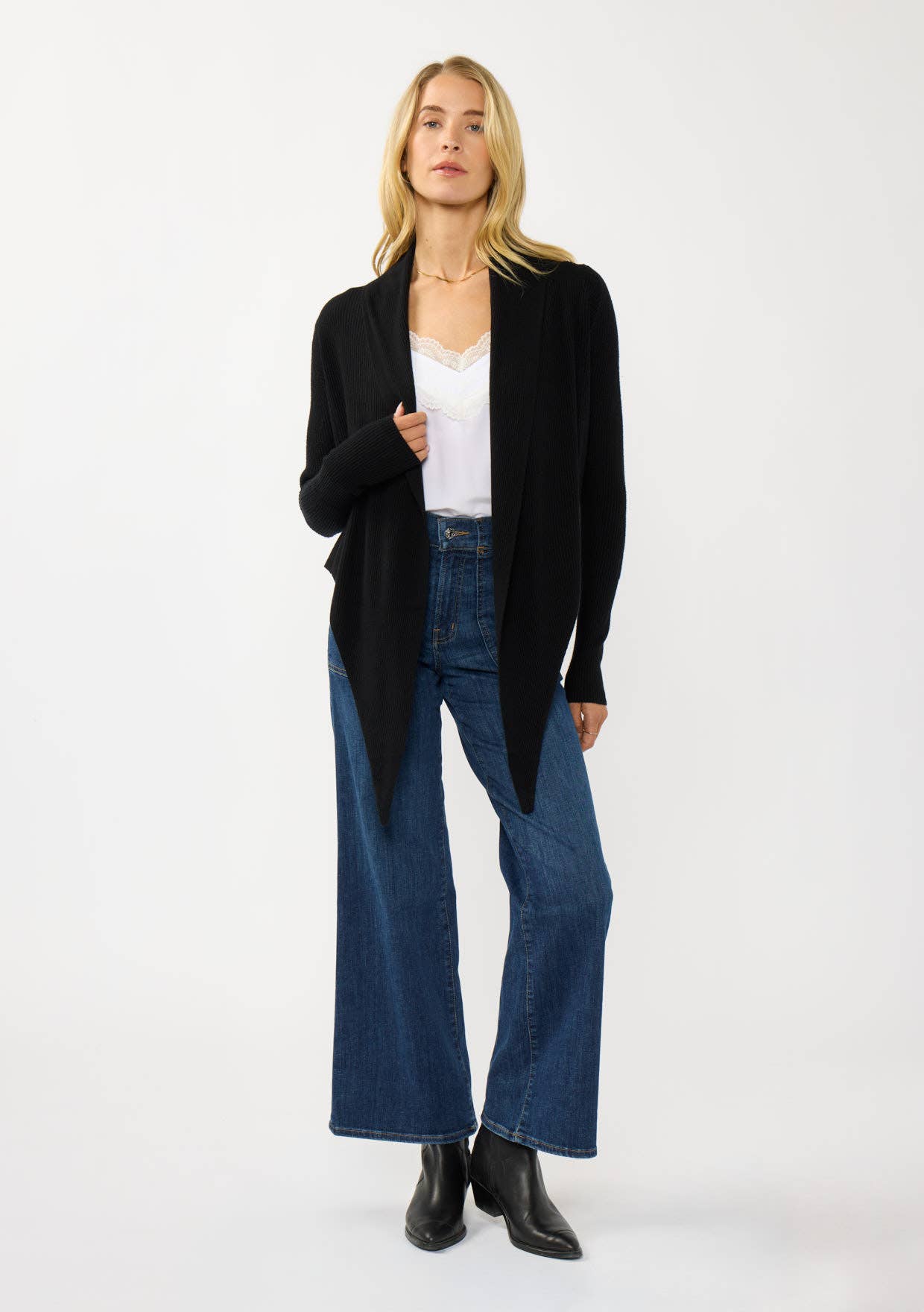 Lovestitch - Wholesale Cardigan - Women's - Waffle Knit Long Sleeve Tie Front Cardigan73