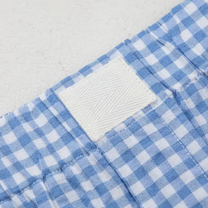 safistyle - Wholesale Shorts - Women's - Blue Gingham Printed High Waist Shorts5