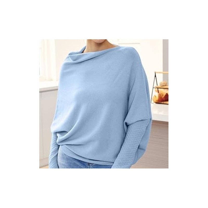 Plush Looks - Wholesale Knit Top - Women's - Solid Color Round Neck Long Sleeve Knitted Batwing Top7