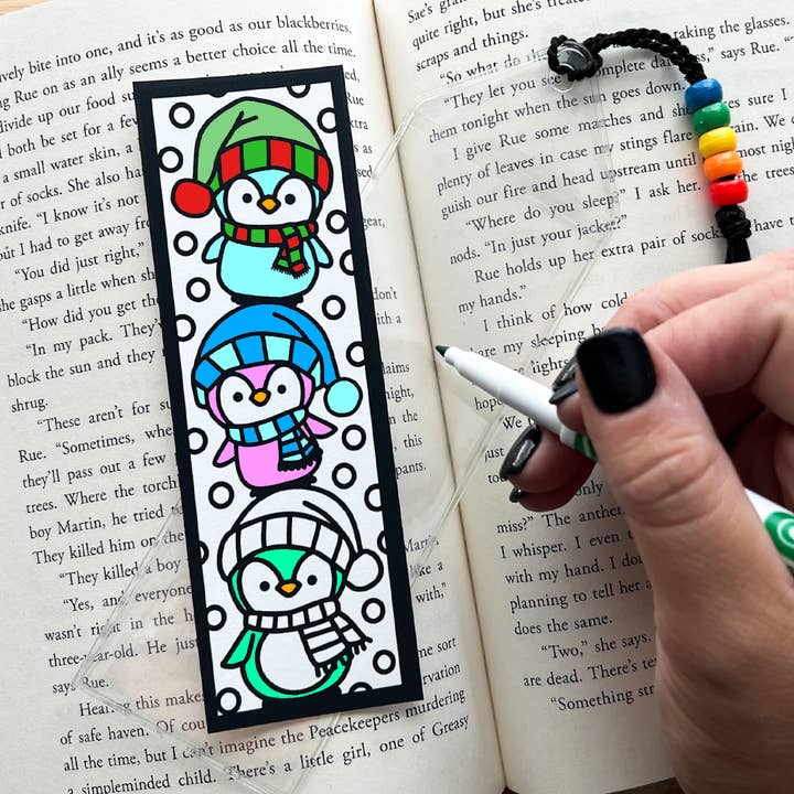 Calenlou Crafts - Wholesale DIY Craft Kit - Christmas Penguin Bookmark Coloring Craft Kit for Kids