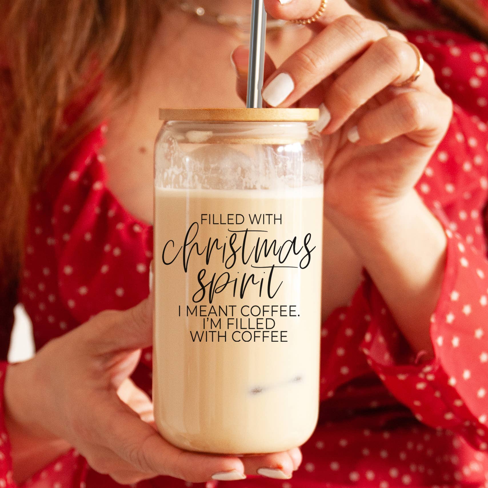 Gia Roma - Venta al por mayor Vaso/copa - Tazas de cristal para café navideñas con pajitas y tapa de madera, diseño de copos de nieve89