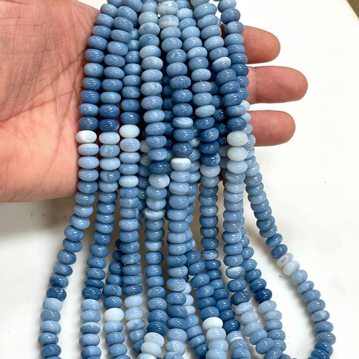Blue Shaded Peruvian Opal Rondelle Beads Strand 8mm for wholesale by TRIVENI USA INC
