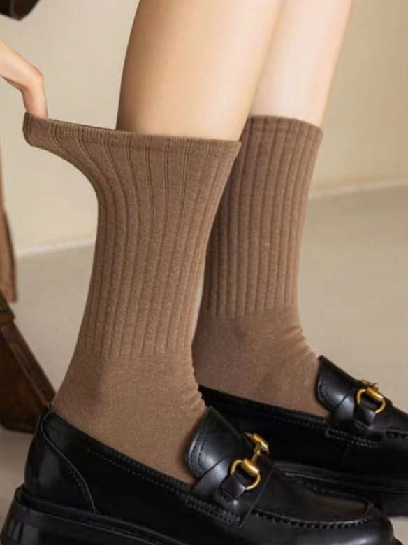Sweetkama - Vendita all'ingrosso Calzini - Donna - Calzini da donna a coste a tinta unita sopra la caviglia SKASC41809