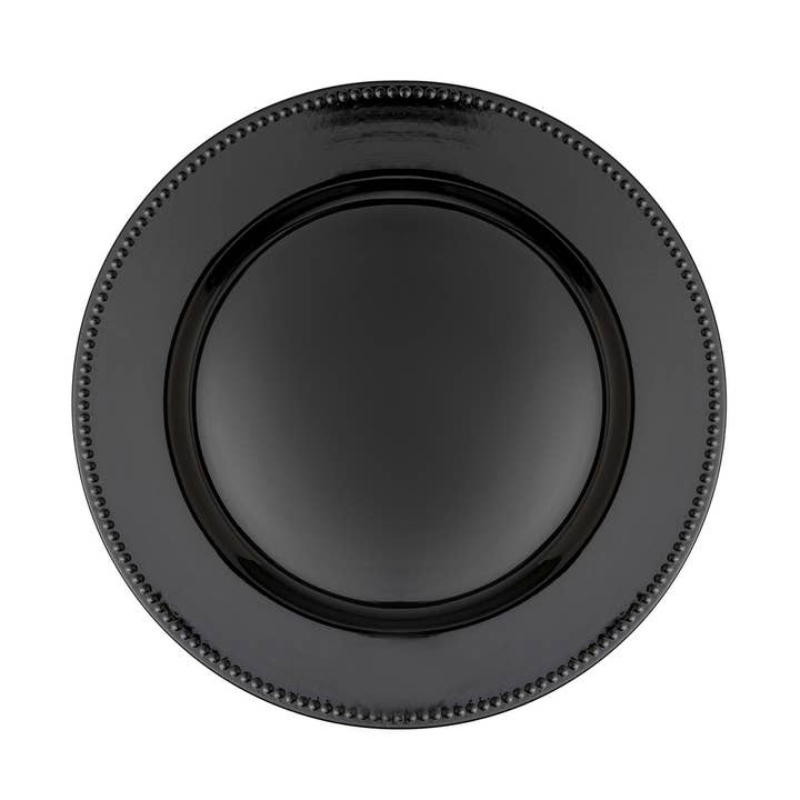 Beaded Edge Plastic Charger Plate 13" - Black for wholesale by Portofino International Trading, USA