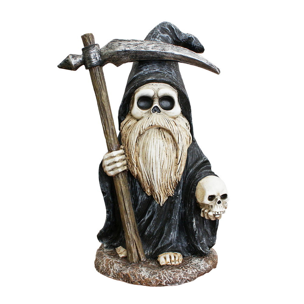OrnamentallyYou – wholesale Dekorativ statyett – Grim Reaper Gnome-figur 7", gotisk ockult statydekor0