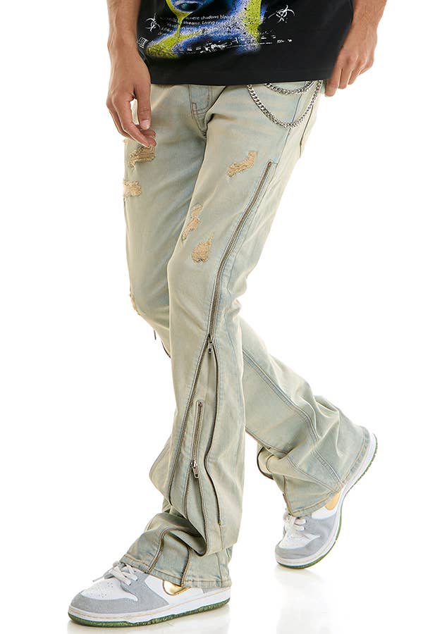 KDNK - Wholesale Jeans - Men's - DOUBLE ZIPPER FLARE JEANS4