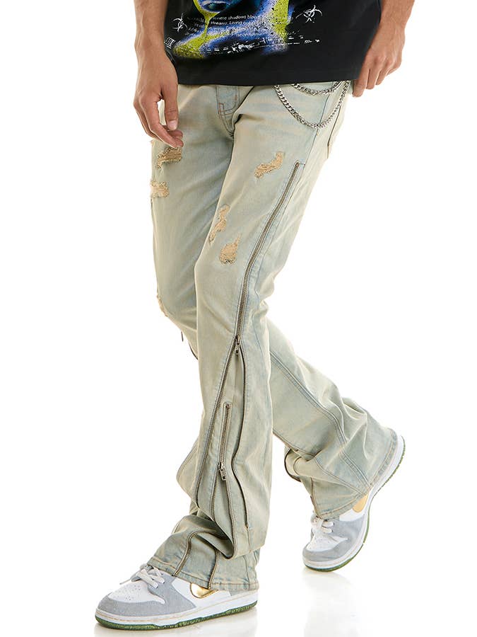 KDNK - Wholesale Jeans - Men's - DOUBLE ZIPPER FLARE JEANS4