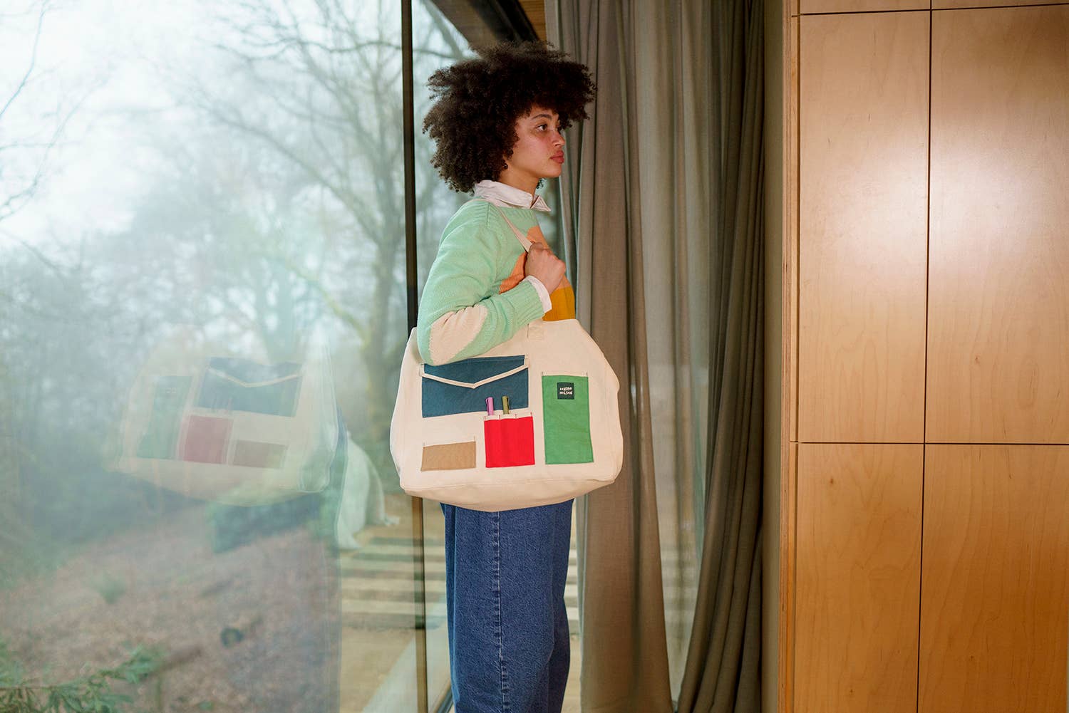 Donna Wilson - Wholesale Draagtas - Dames - grote katoenen shopper met grote zakken3