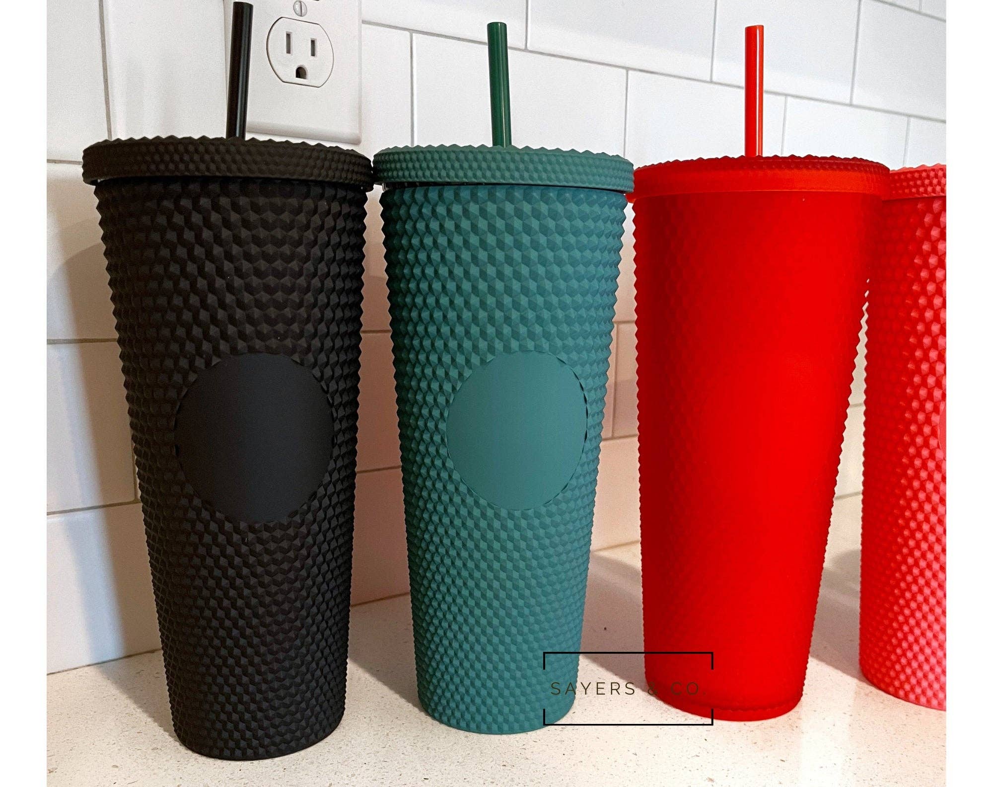Matte Black 24oz Matte & Glossy Studded Double Walled Tumbler for wholesale on Faire6
