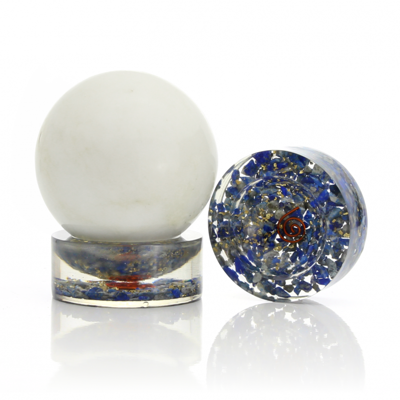 UniArt – wholesale Andlig sten/kristall – Orgonitebas för sfär med kopparspiral och stenskärvor3