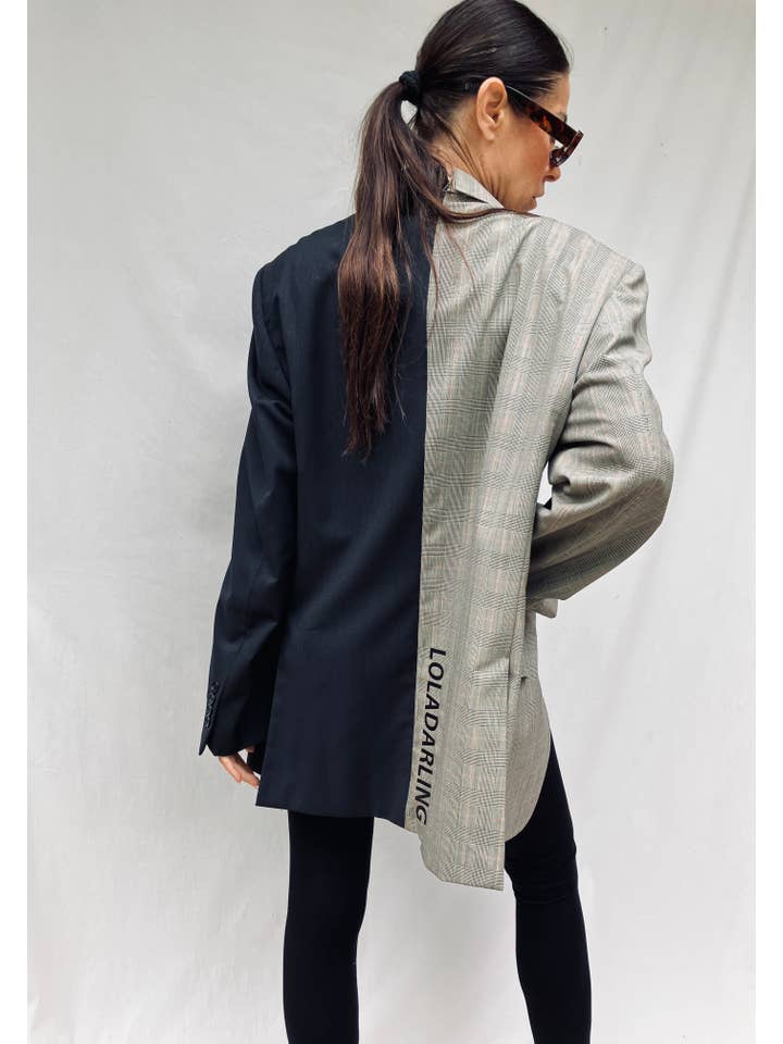 LOLADARLING – wholesale Blazer – Women's – BLACK AND PRINCE OF WALES TAILORED BLAZER JACKET