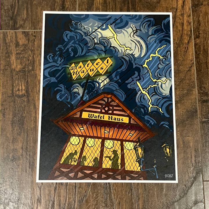 Esther Sketch - Wholesale Art Print - Wafel Haus 8x10 Print Gothic Waffle House 5