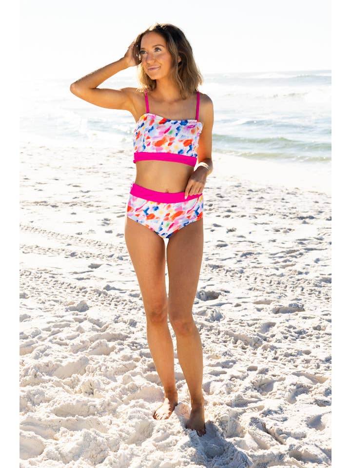 Abstract Multi Colorful Two-piece Swimwear Set for wholesale on Faire2