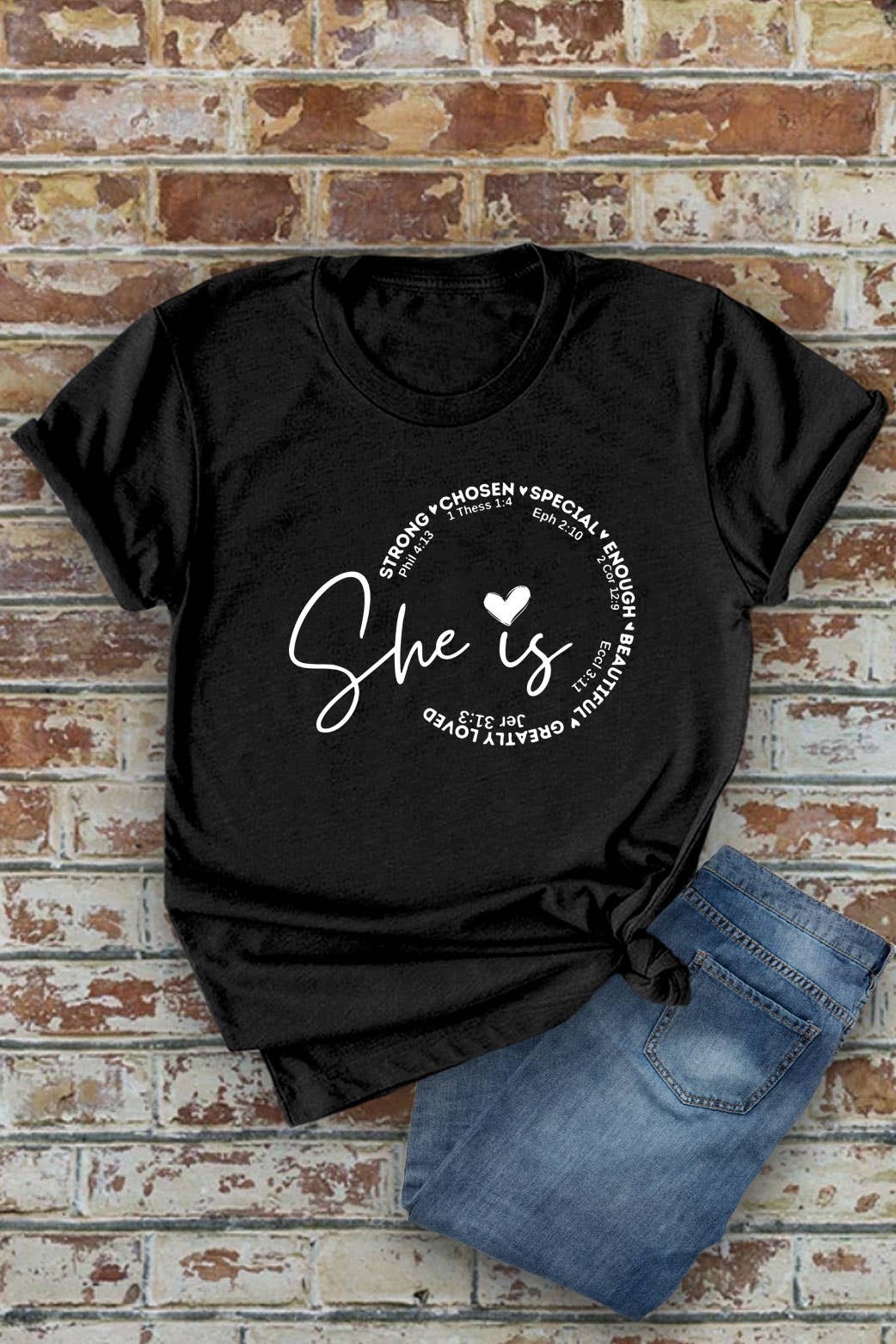 Top Avenue - Wholesale Screen Printed T-Shirt - Women's - She Is Strong Chosen Special, Unisex Round Neck T-Shirt2