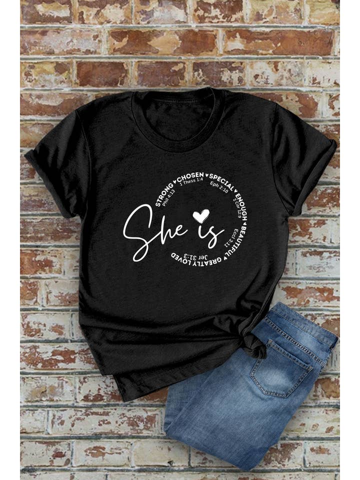 Top Avenue - Wholesale Screen Printed T-Shirt - Women's - She Is Strong Chosen Special, Unisex Round Neck T-Shirt2