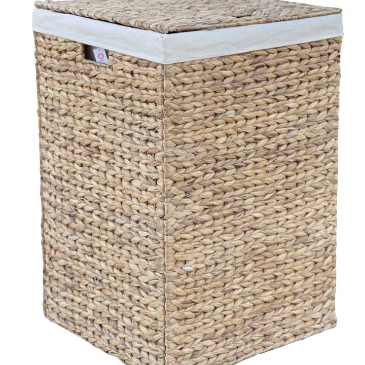 HAMI & CO - Wholesale Laundry basket - HMW10 Square Waterhyacinth Folding Laudry basket wit