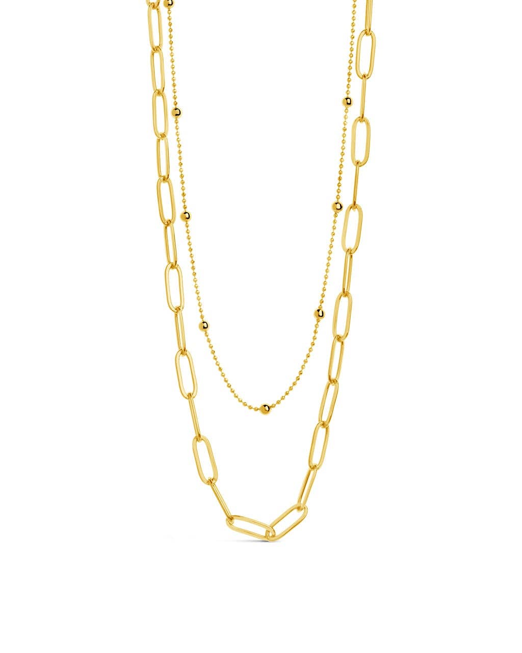 Sterling Forever - Wholesale Link & Chain Necklace - Leah Beaded & Paperclip Layered Chain Necklace6