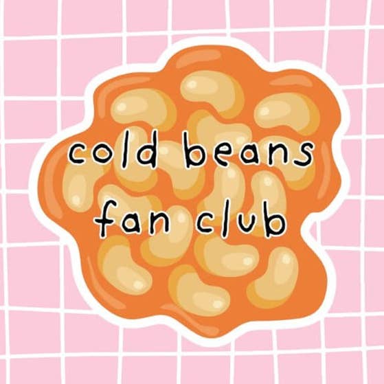 Cold Beans Fan Club Vinyl Sticker for wholesale by Wonky Paper Co