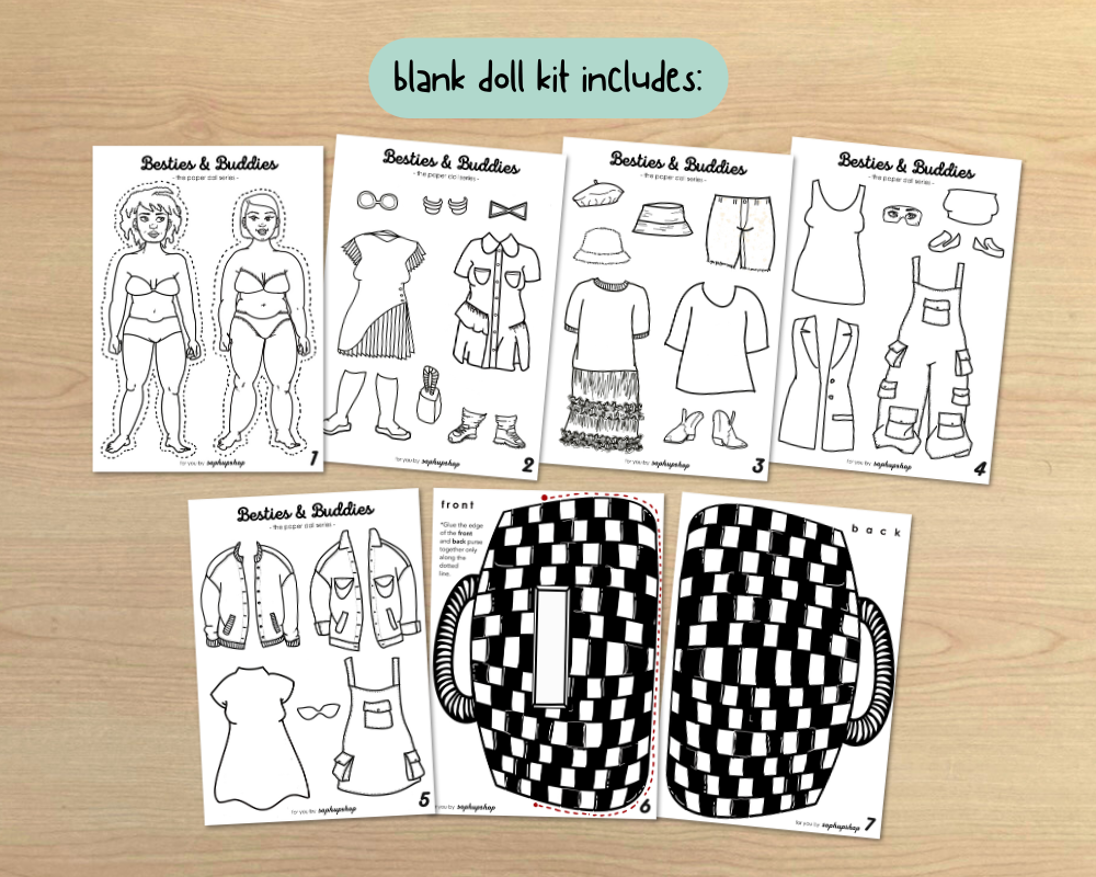 sophupshop - Wholesale DIY Craft Kit - Besties & Buddies Adults - paper doll kit2
