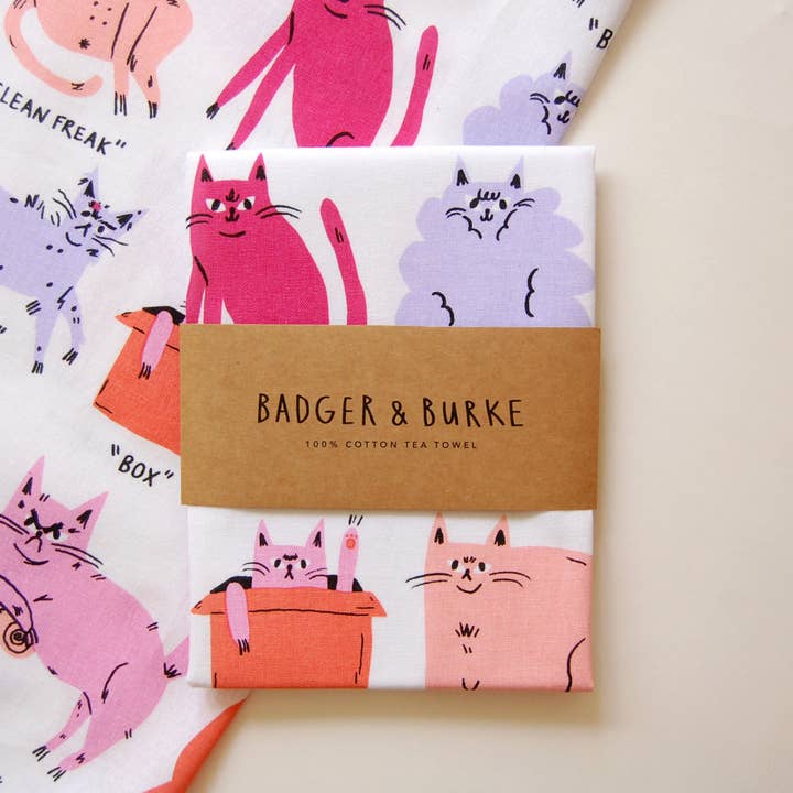 Badger & Burke - Wholesale Tea Towel - "Famous Cat Breeds" Tea Towel2