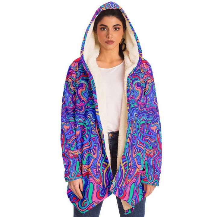 Raiana's Vibes - Wholesale Hoodie - Women's - Festival Cloak, Hooded Cloak, Cloak With Hood, Cloak, Rave Outfit, Rave Clothing Women, Men's Cloak, Psychedelic Clothing, Wizard Cloak