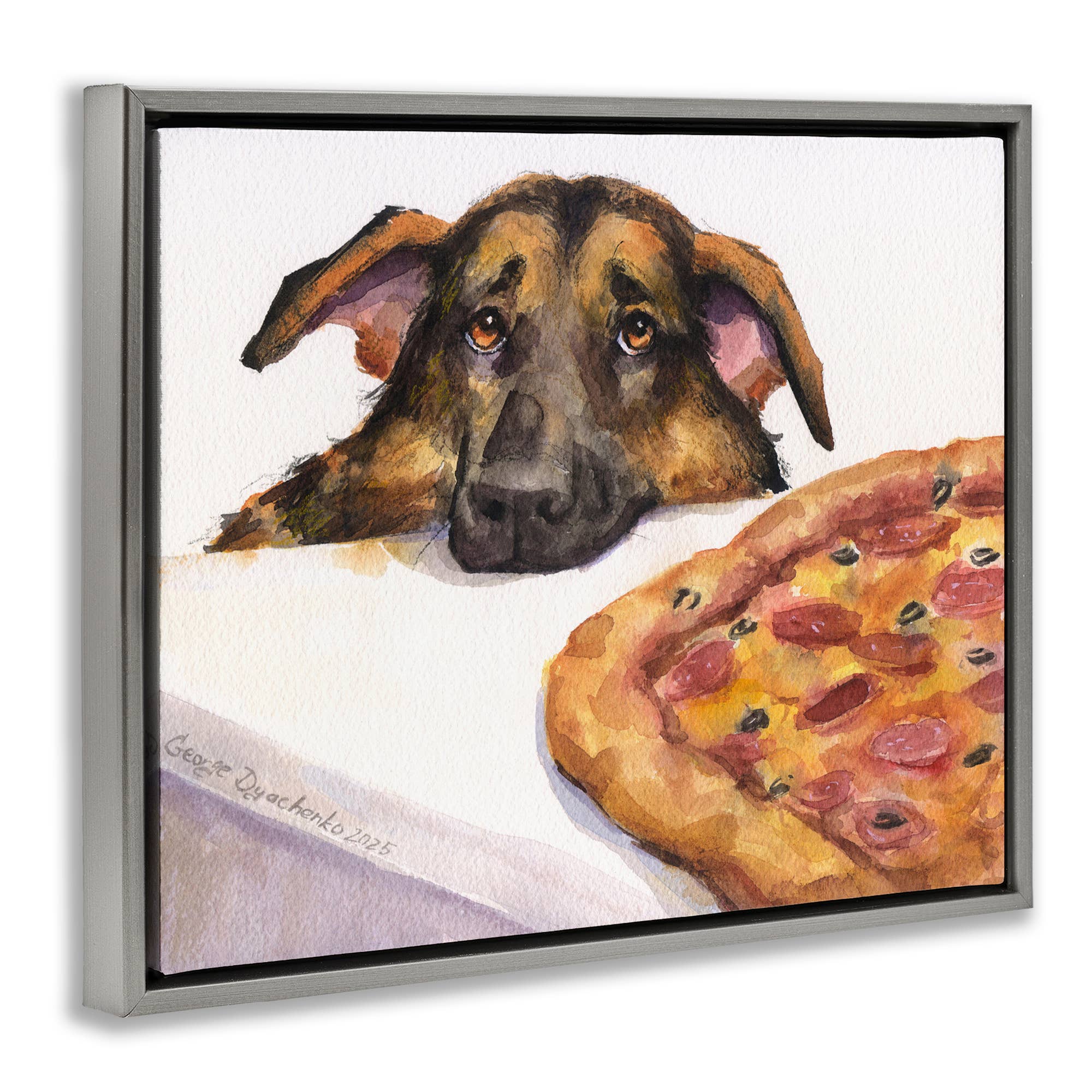 Stupell Industries - Wholesale Wall Sign - German Shepherd with Pizza - Framed Wall Art16