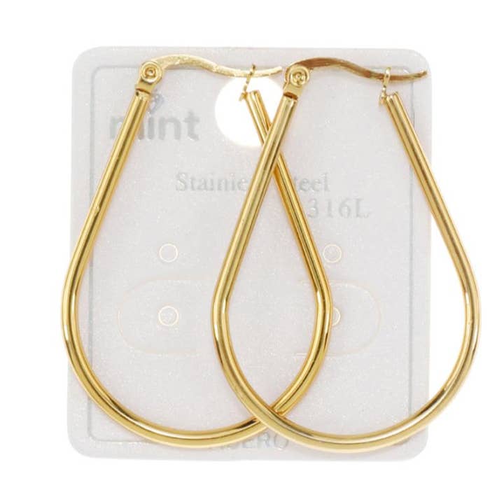 40MM Stainless Steel Teardrop Hoops for wholesale by Atlas Fashion