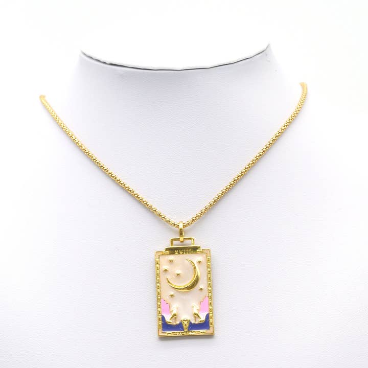 BestBeads&Beyond - Wholesale Individual Charm/Pendant - Gold Enamel Evil Eye Heart Moon On Rectangle Charm, Sku#JL1113