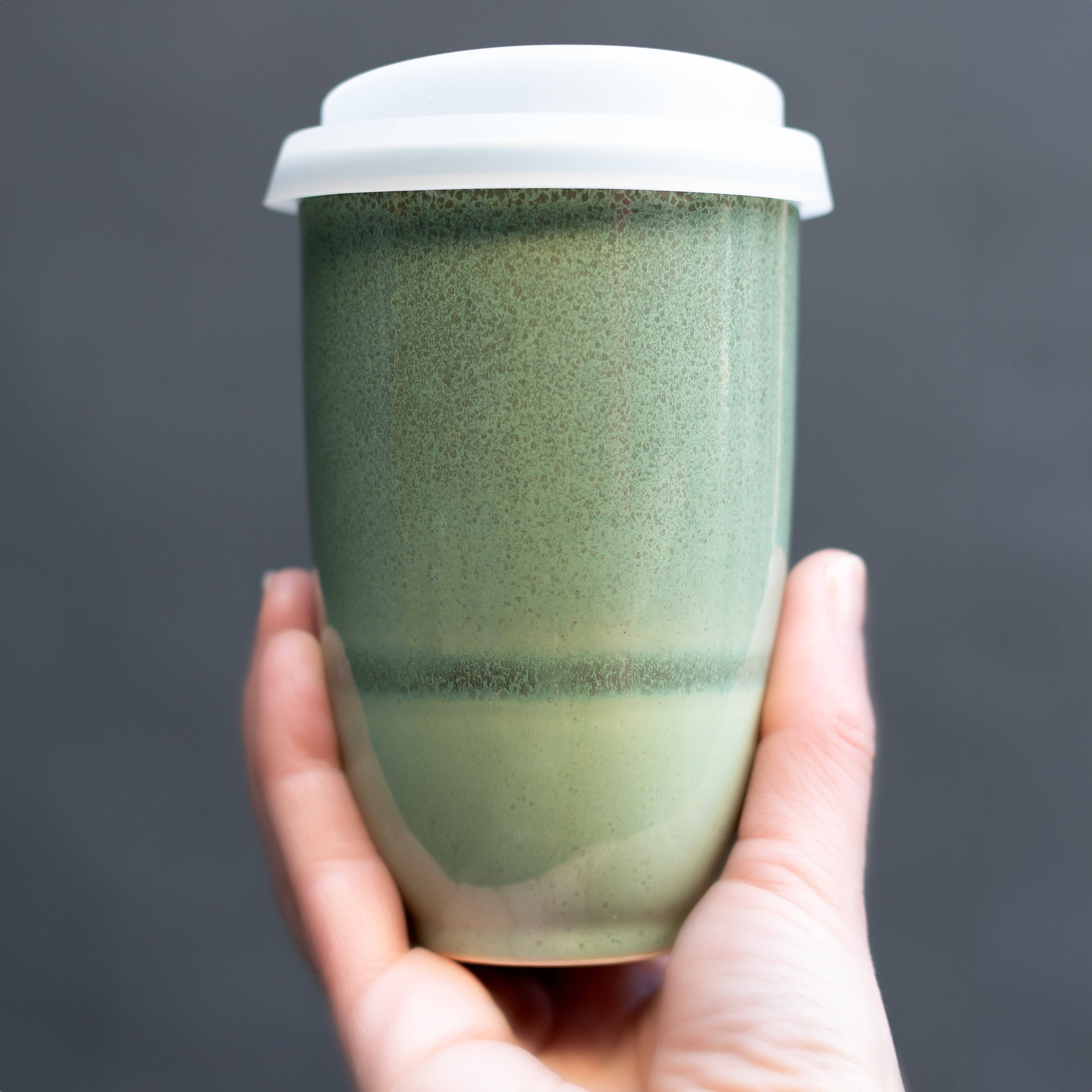 Nova Ceramics Travel Mugs - Wholesale Coffee/Tea Cup - Emerald 12oz Ceramic Travel Mug – Reusable & Stylish2