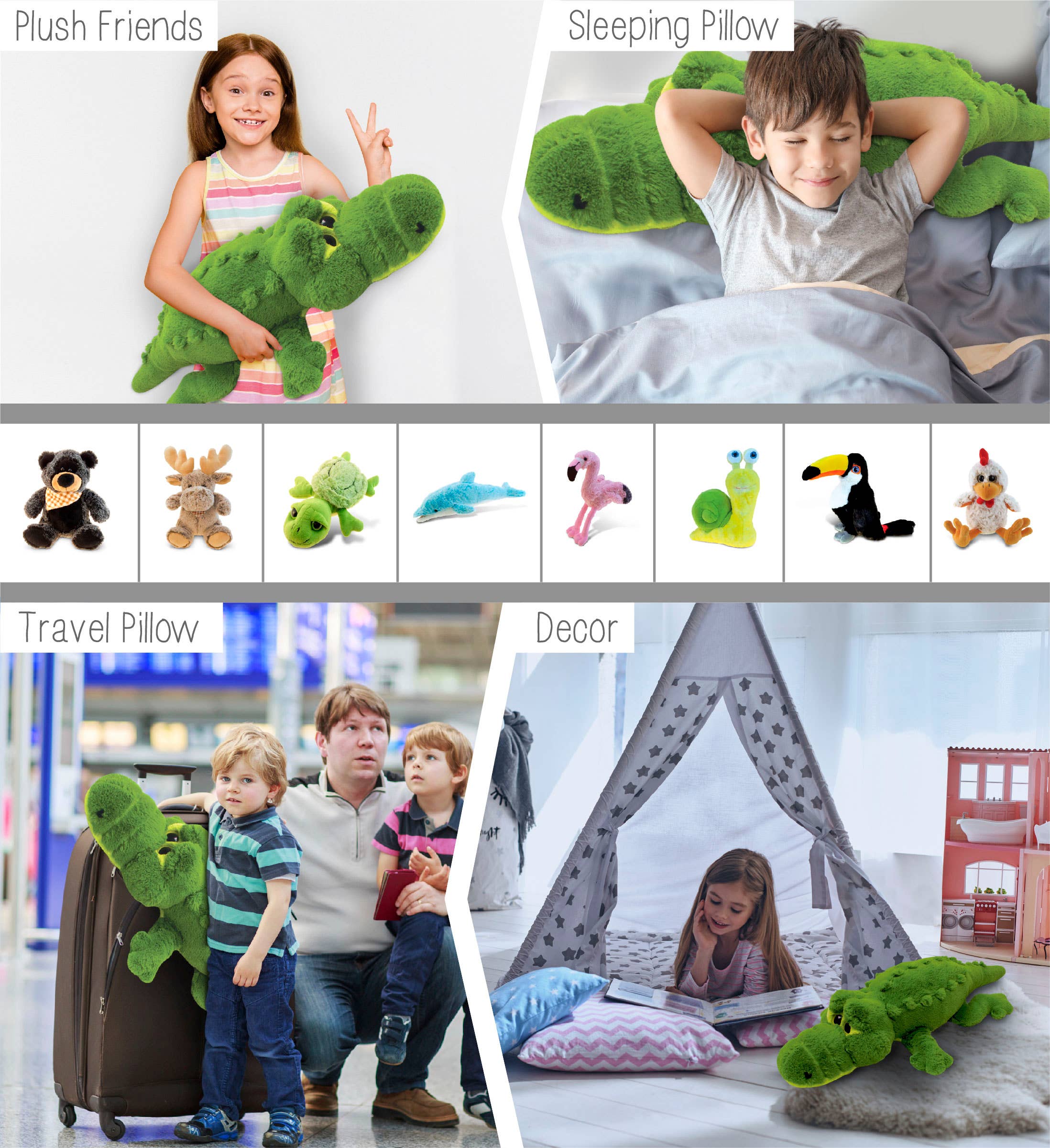 Cota Global - Wholesale Stuffed/Plush Toy - Kids & Baby - Stylish Plush Pillow - Xl Alligator3