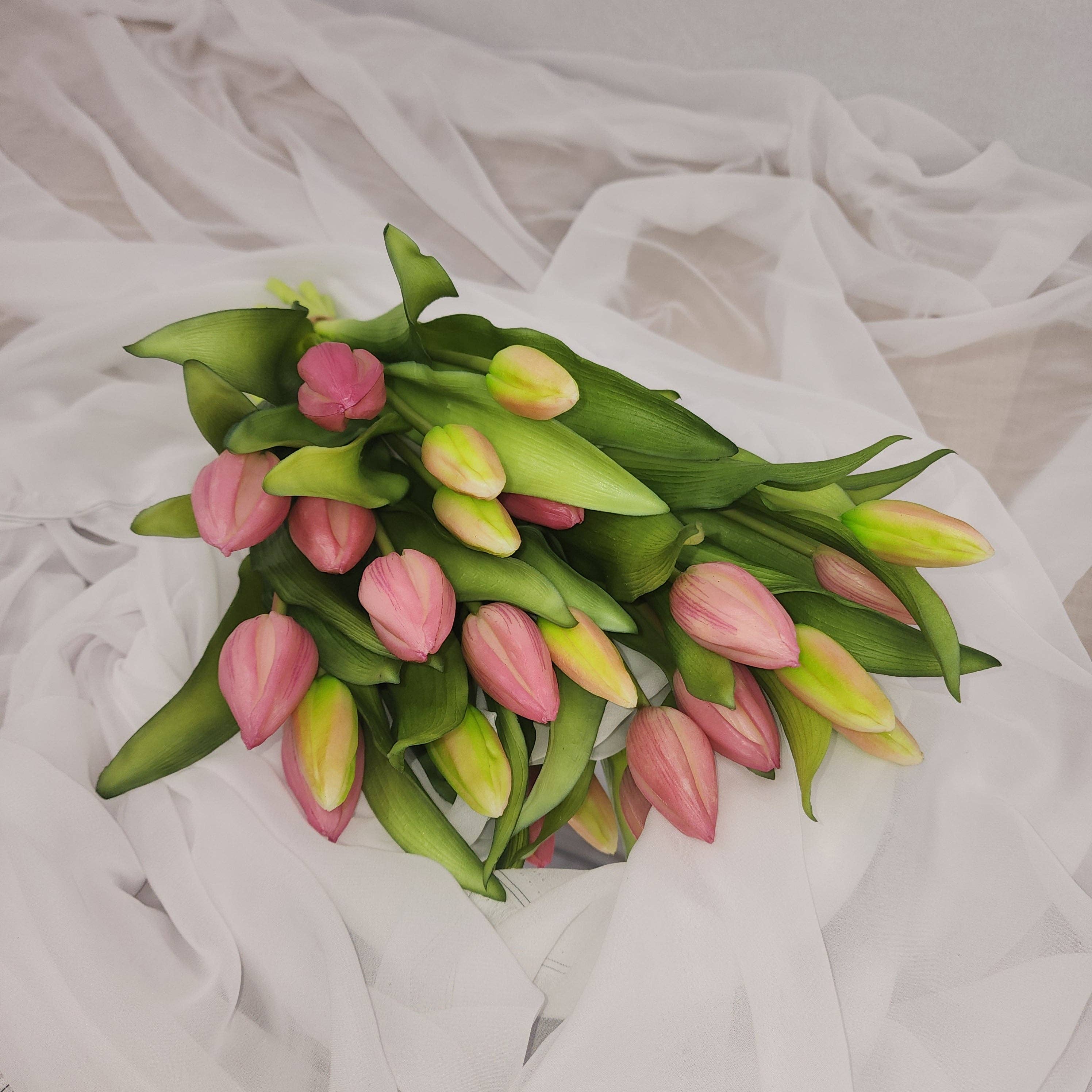 Realistic Artificial Flowers - Wholesale Artificial flowers - Pink Real Touch Tulip Bunch - Realistic Artificial Flowers4
