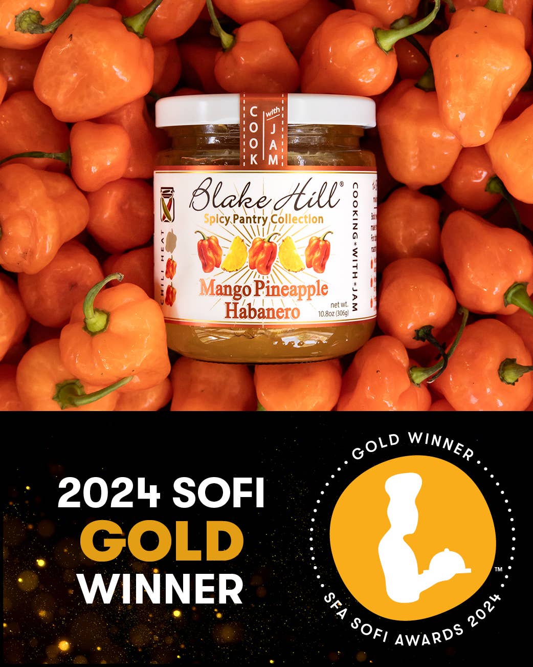 Blake Hill Preserves - Wholesale Jam/Jelly - Mango Habanero Spicy Chili Jam: sofi GOLD Winner2