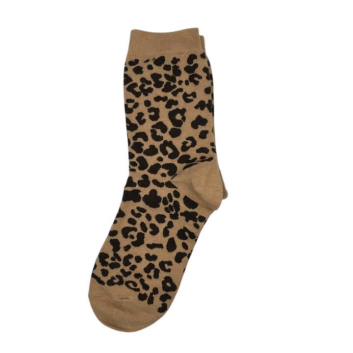 Sixton London - Wholesale Socks - Women's - Leopard single socks - Ivy / Charcoal / Sand / Cream