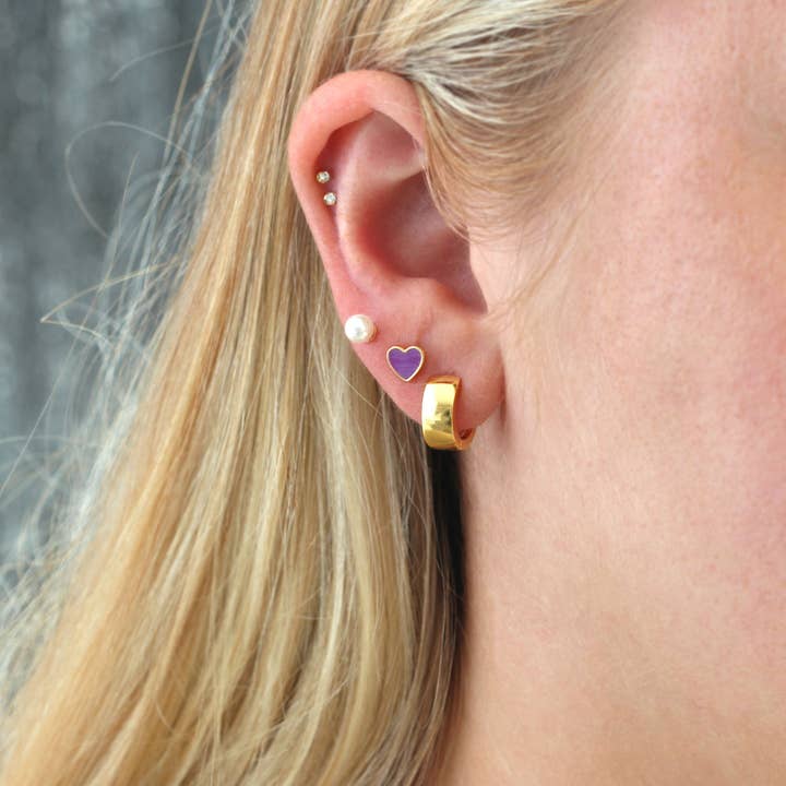 Kris Nations - Wholesale Huggie Earrings - Wide Hinged Huggie Hoop Earrings7